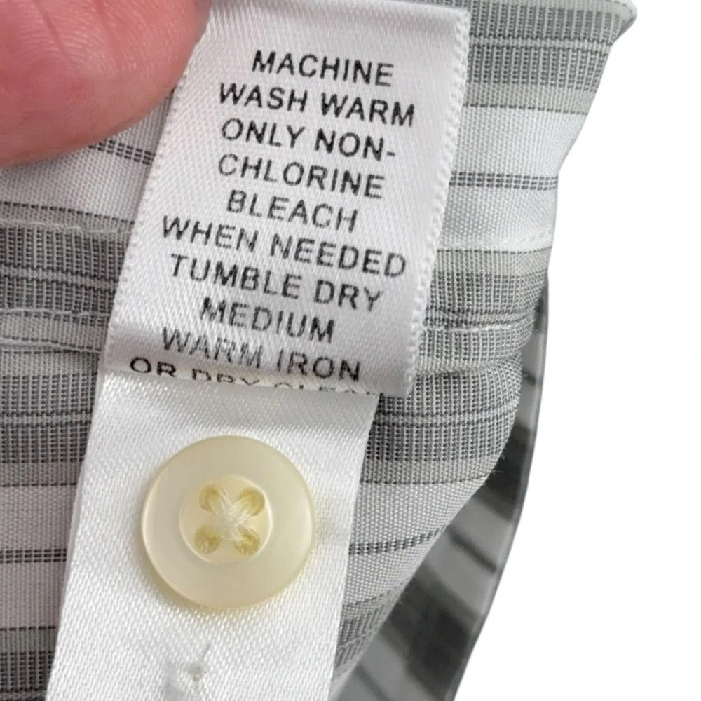 Banana‎ Republic Slim Fit Dress Shirt Gray Striped Executive M 15-15.5